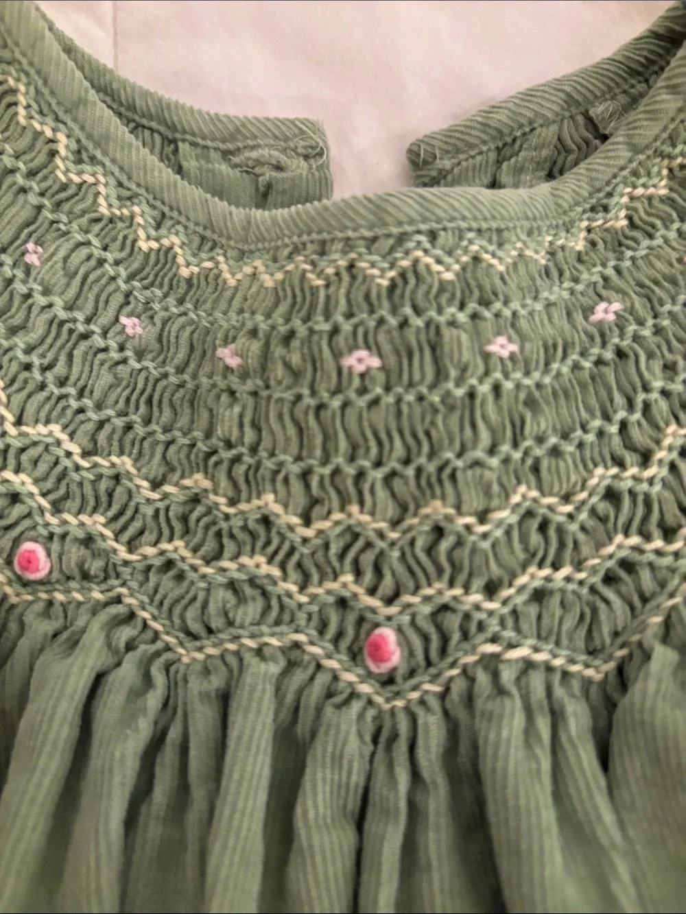 Mom & Me Girls' Olive Green Smocked Long-Sleeve Dress Sz 3T NWOT